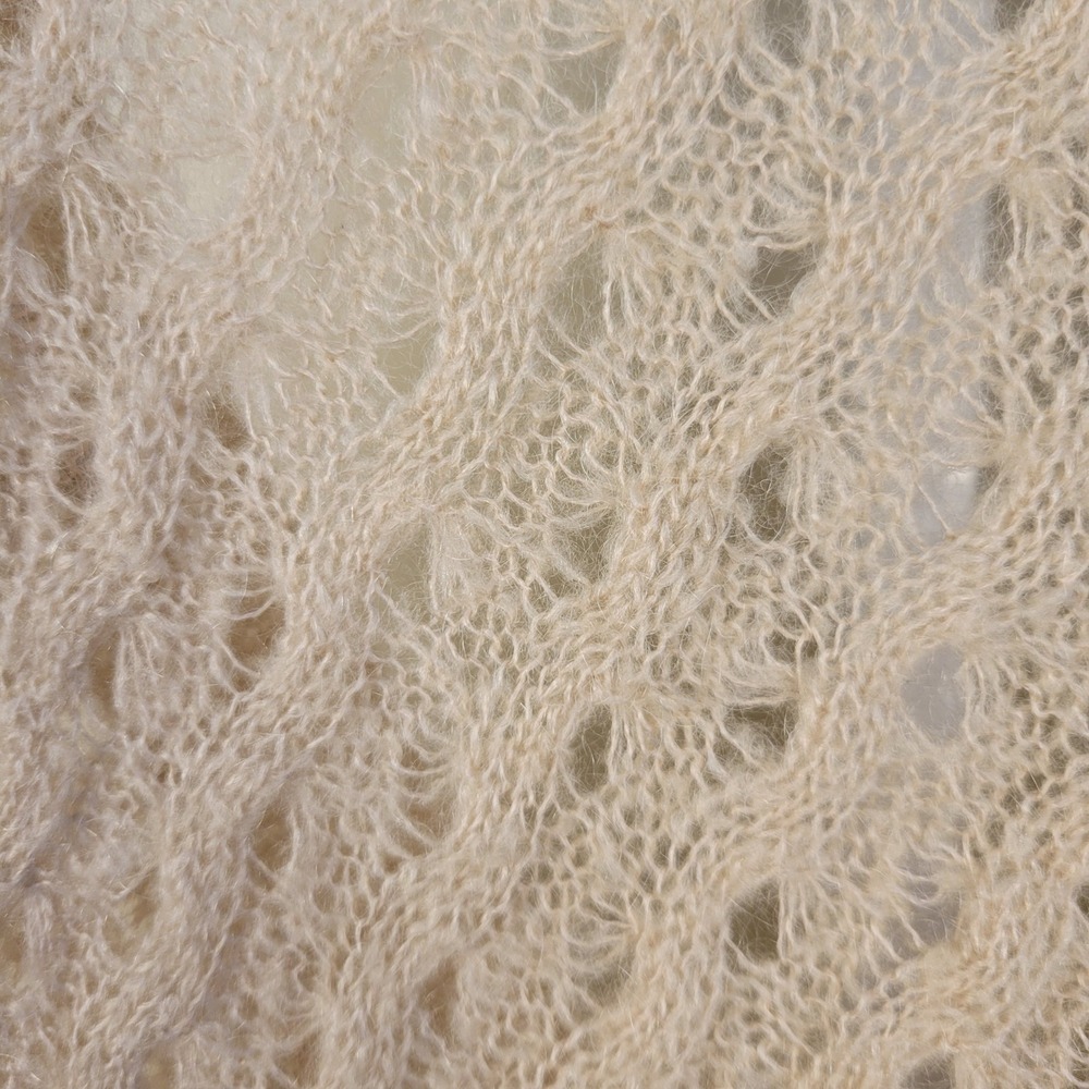 Patrizia Pepe Sera Women Beige Mohair Blend Open Knit V-Neck Tie Sweater Italy S - Picture 2 of 9